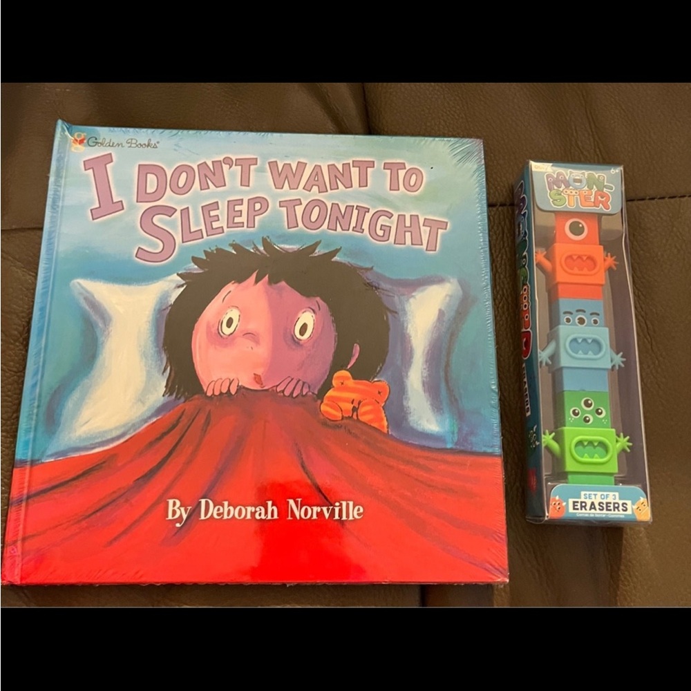 Children’s book and monster erasers